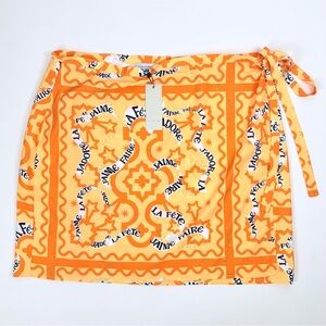 NWT Never Fully Dressed J’adore Jaspre Mini Wrap Skirt in Yellow Orange Print 16